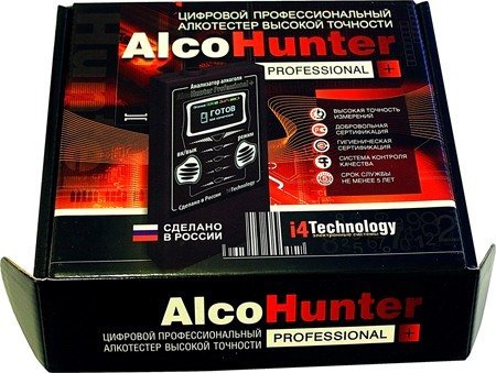 Алкотестер ALCOHUNTER PROFESSIONAL+: упаковочная коробка